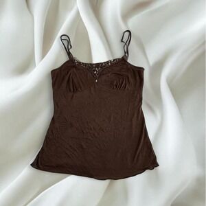 Vol. 1 brown beaded babydoll cami tank top y2k mcbling fairy